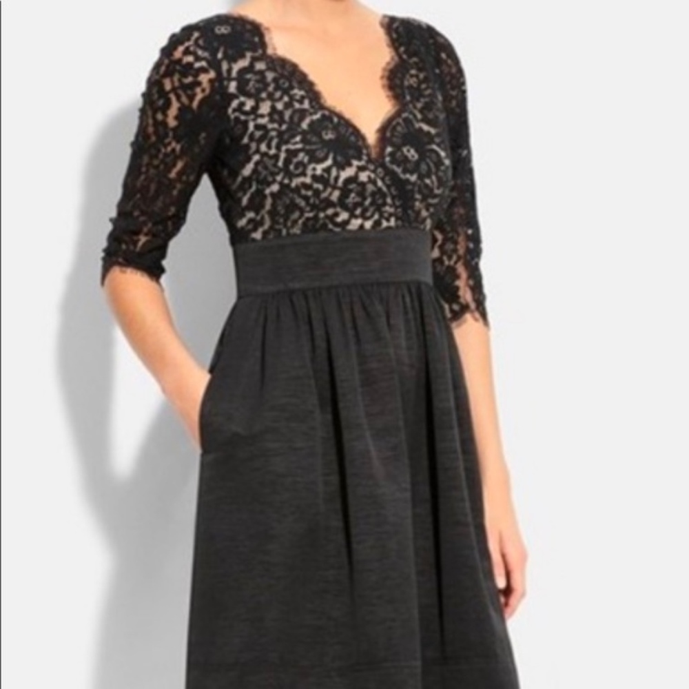 Black v-neck lace dress
